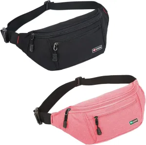 2 Packs Fanny Packs for Men and Women, Water Resistant Sports Waist Pack Bag Hip Bum Bag for Travel Hiking Running