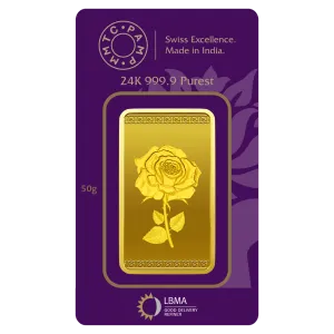 50 GM GOLD BAR ROSE 24K (999.9) MMTC gold