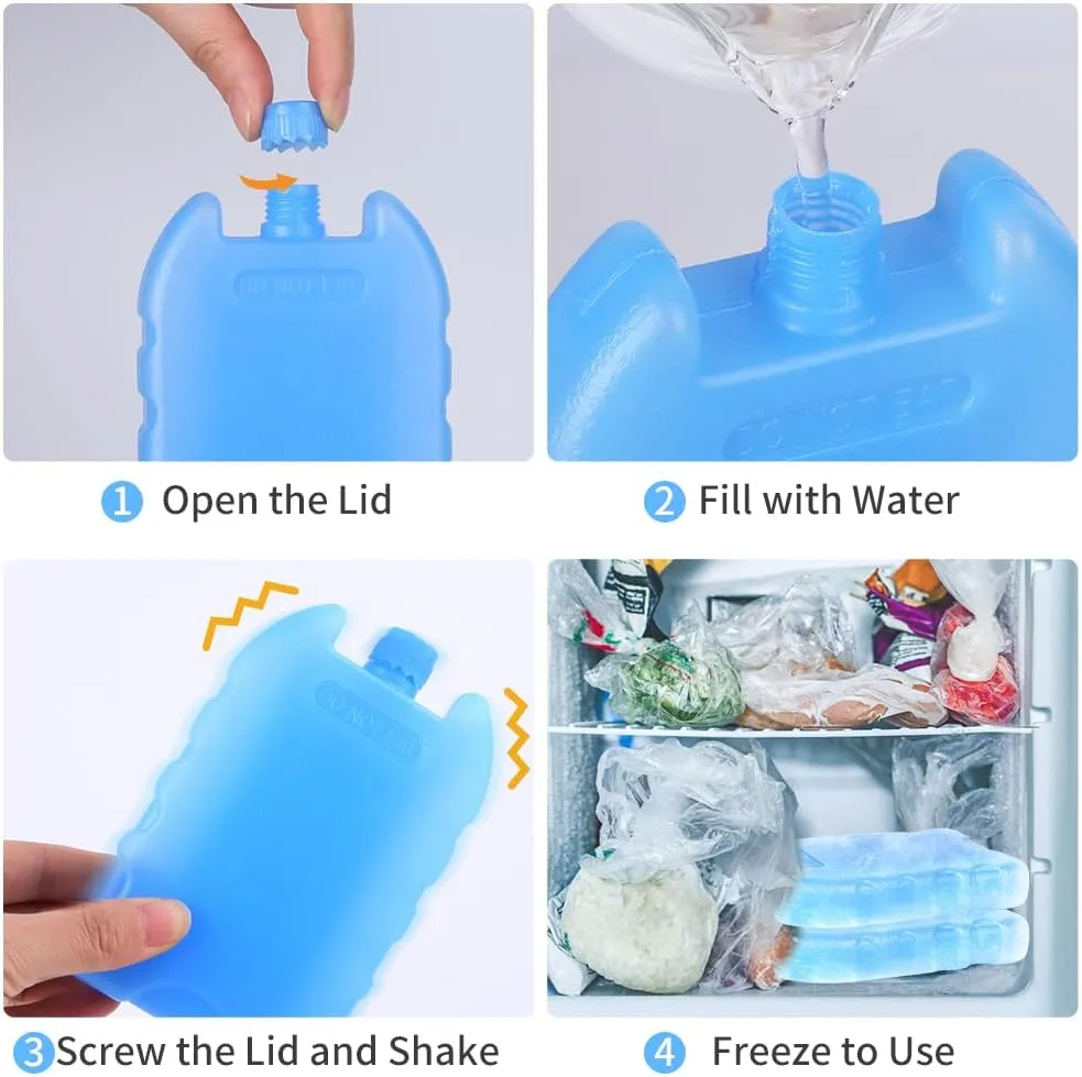Bodaon Ice Packs for Lunch Boxes, Lunch Cooler Bag, Reusable Small Lunch Box Ice Pack for Cooler, Lunchbox Accessories, Lunch Bag Freezer Long Cold Blue Ice Packs Blocks for Coolers, Kids, Adults