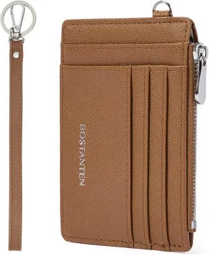 BOSTANTEN Small Wallet For Women RFID Leather Credit Card Holder Slim Wristlet Keychain Wallet With Zipper Pocket