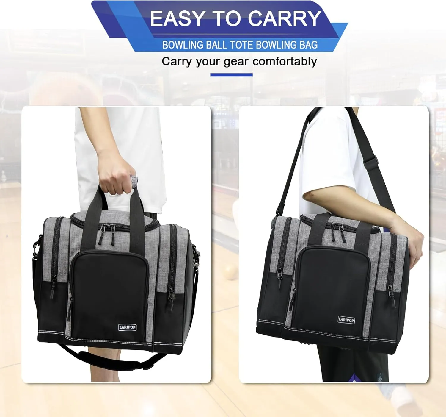 Bowling Ball Bag for Single Ball, 2022 Bowling Ball Tote Bowling bag with Padded Holder - Fits Shoes up to Mens Size 14 and Bowling Accessories