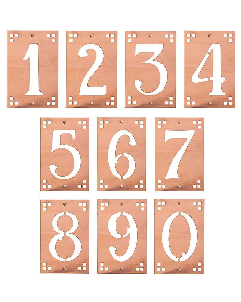 Craftsman Framed Solid Brass House Numbers - Old Penny