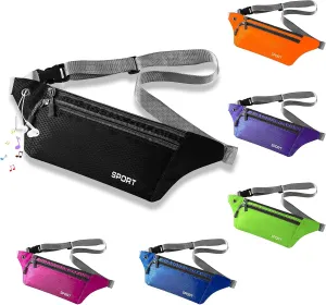 Cute Neon Fanny Pack Bulk-6 Packs for Women,Men & Kids, Small Lightweight Waist Bag, Waterproof Adjustable Running Belt for Workout Outdoor Travel Hiking(purple,rose,orange,black,blue,green)