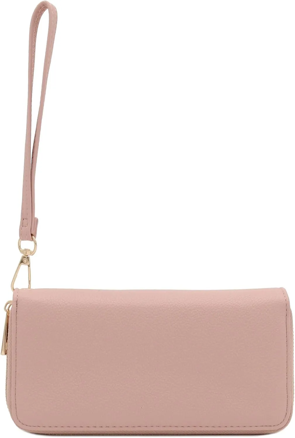FashionPuzzle Double Zip Around PU Leather Wristlet Cell Phone Wallet