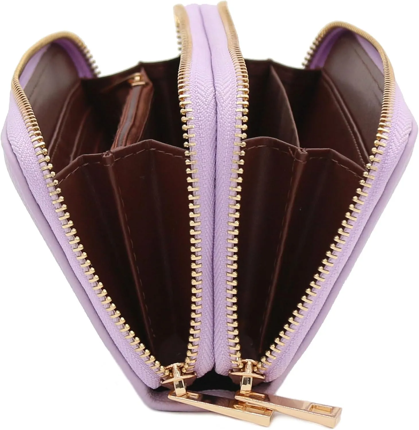 FashionPuzzle Double Zip Around PU Leather Wristlet Cell Phone Wallet