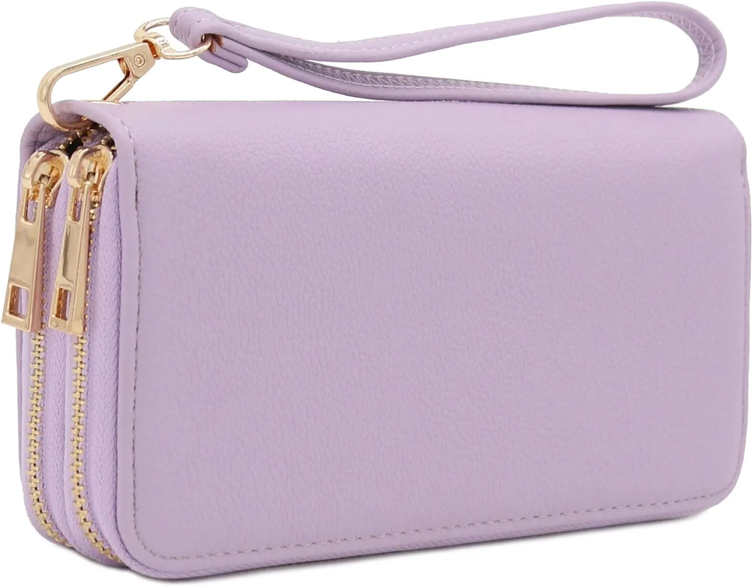 FashionPuzzle Double Zip Around PU Leather Wristlet Cell Phone Wallet