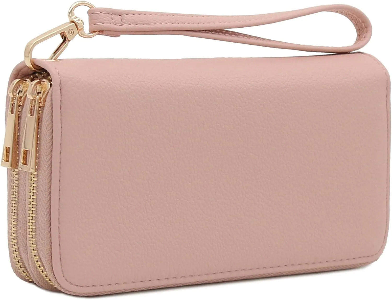FashionPuzzle Double Zip Around PU Leather Wristlet Cell Phone Wallet