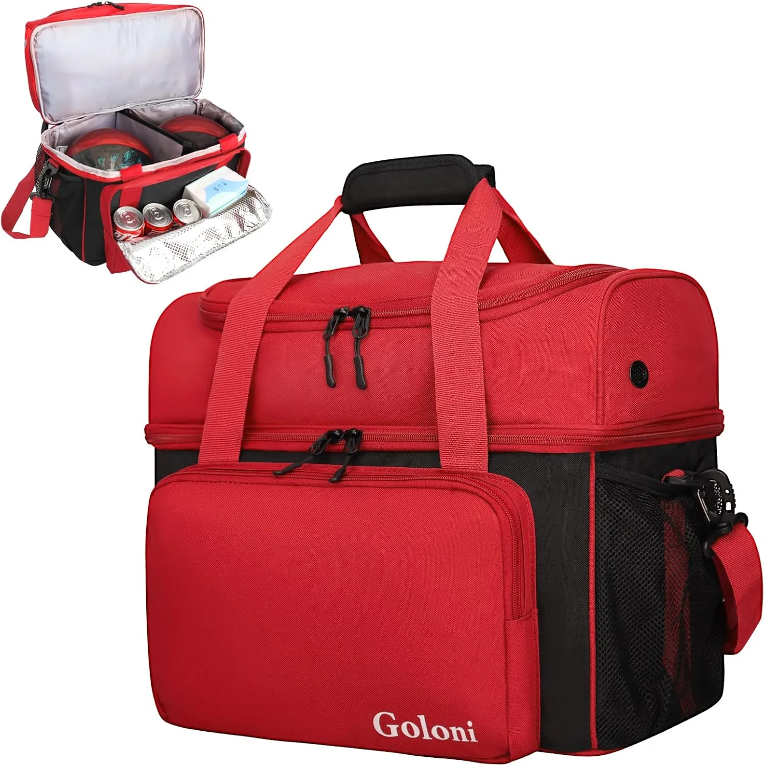 Goloni Bowling Ball Bag 2 Ball, Two Ball Bowling Bag with Padded Ball Holder