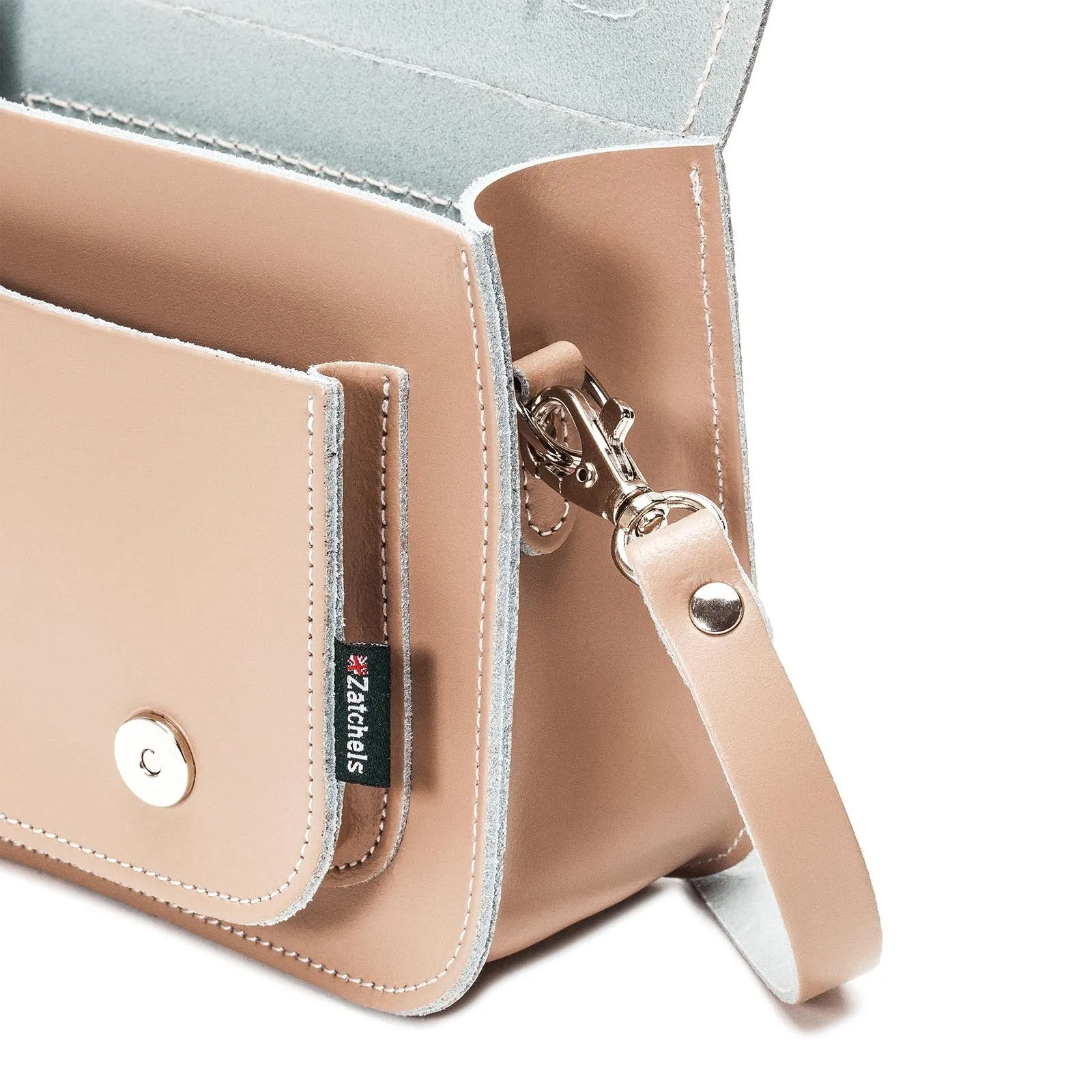 Handmade Leather Micro Satchel - Iced Coffee