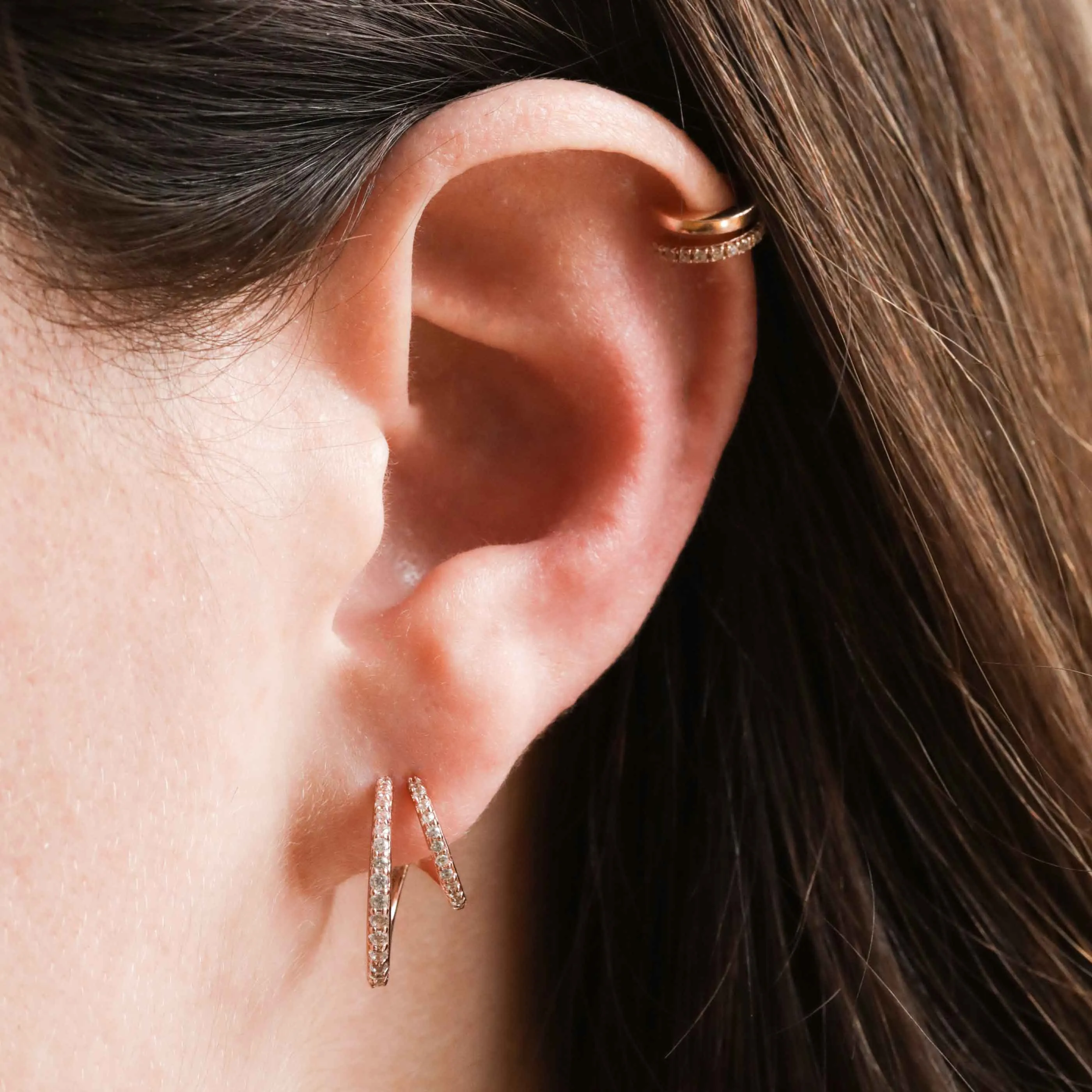 Illusion Crystal Hoops in Rose Gold