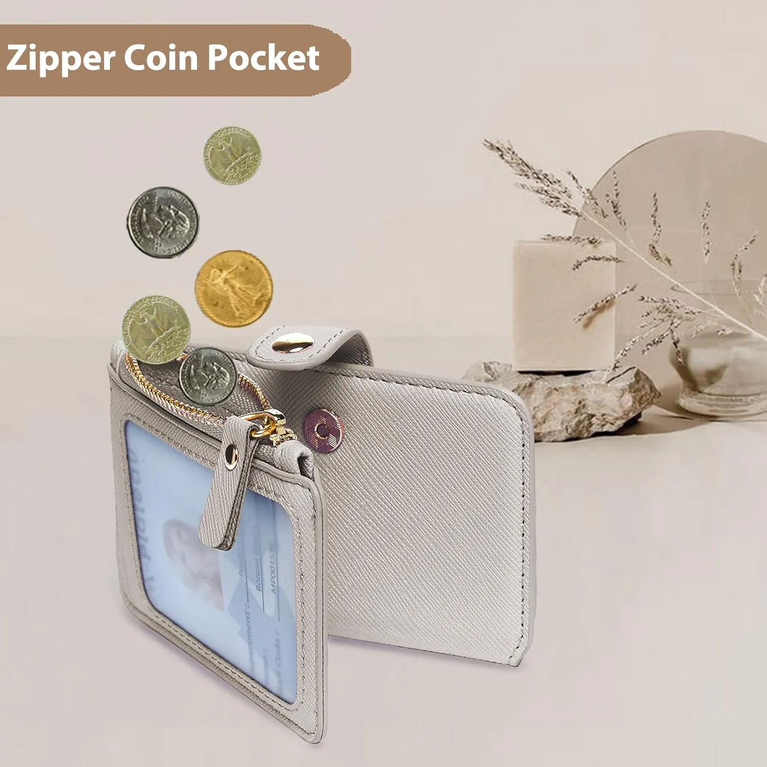 M-Plateau Wristlet Keychain, Wallet Key ring Bracelet with Wrist Wallet for Women with Key Holder Gift BoxBeige