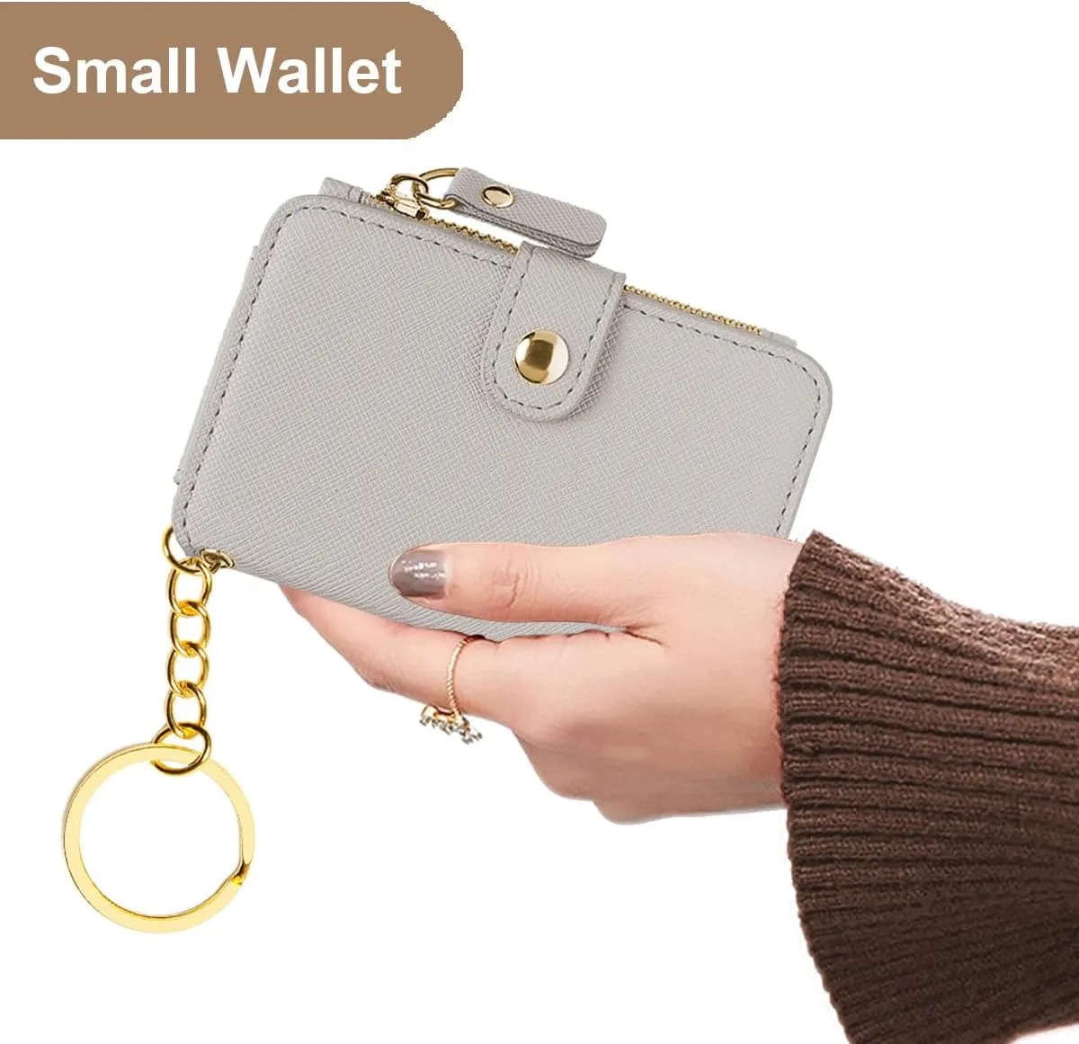 M-Plateau Wristlet Keychain, Wallet Key ring Bracelet with Wrist Wallet for Women with Key Holder Gift BoxBeige