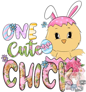 One Cute Chick Floral DTF