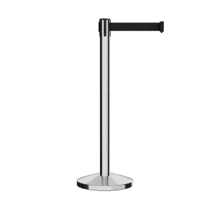 Retractable Belt Barrier Polished Stainless Post Stanchion, 7.5 Ft. Belt - Montour Line MLine 630