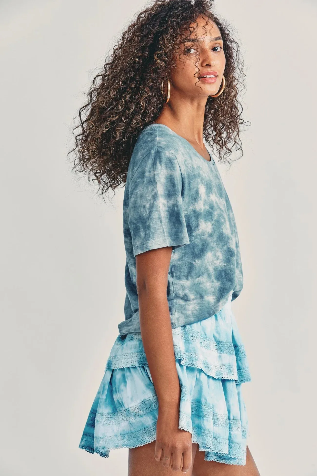 Ruffle Mini Skirt ~ Pacific Indigo Hand Dye