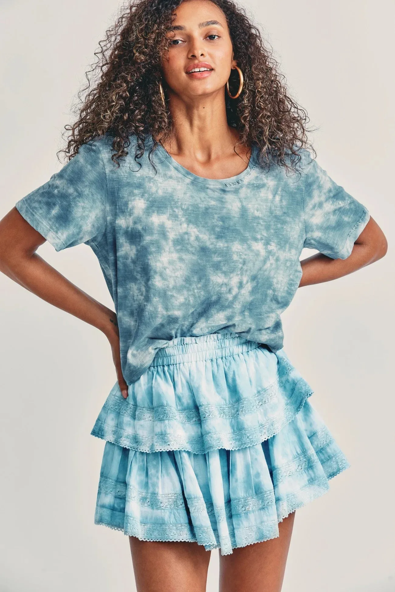 Ruffle Mini Skirt ~ Pacific Indigo Hand Dye