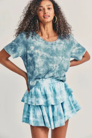 Ruffle Mini Skirt ~ Pacific Indigo Hand Dye