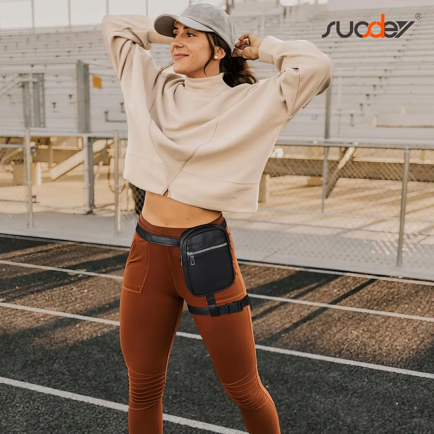 SUOSDEY Thigh Harness Waist Leg Bag for Women, Fanny Pack Leather Hip Bag