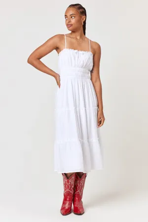 Tiered Emma Midi Dress White