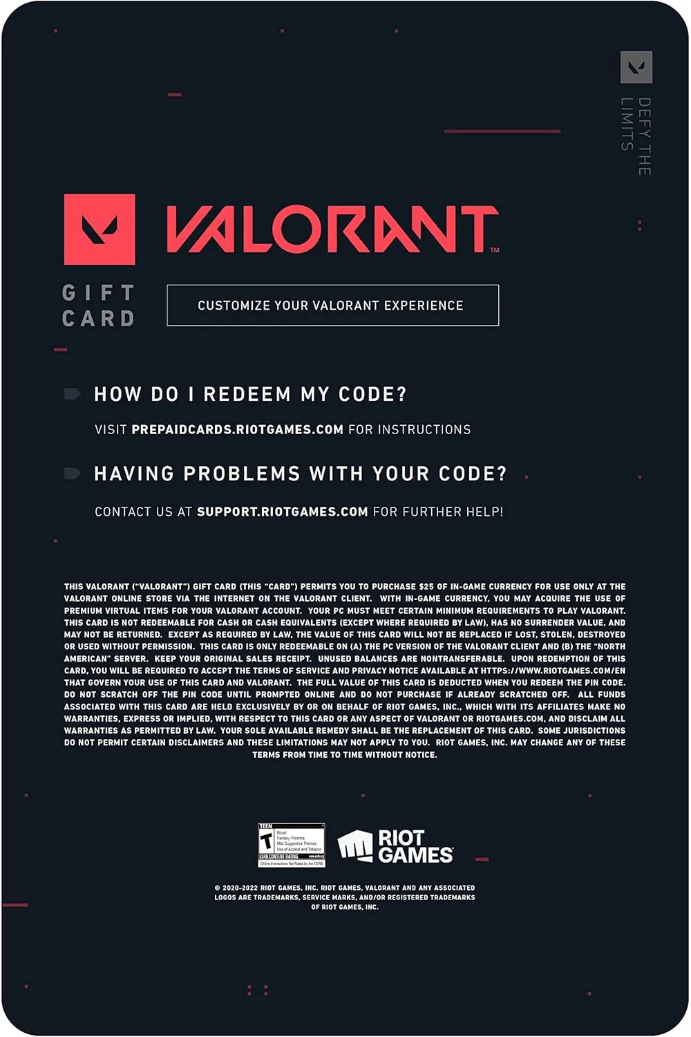 VALORANT $25 Gift Card - PC [Online Game Code]