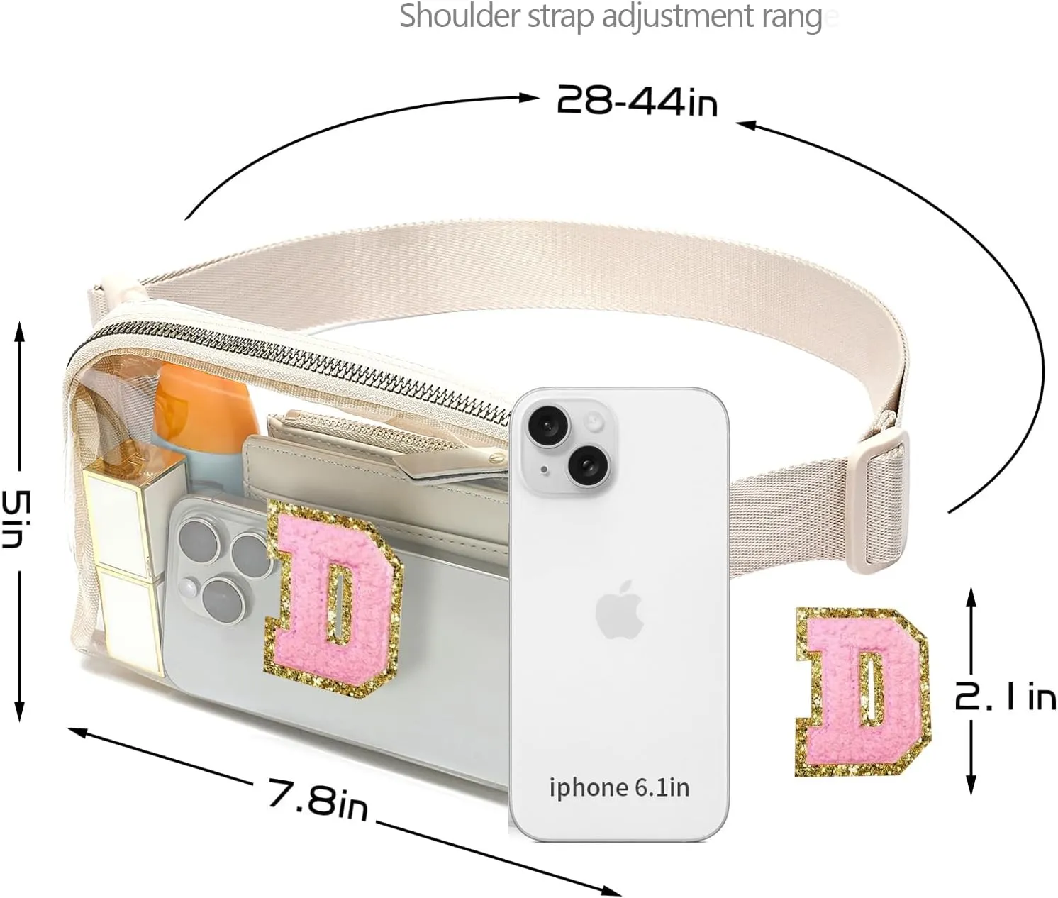 Z-Clear-D Fanny Pack Stadium Approved Crossbody Bag - Adjustable Strap for Women Men, Concerts Sports Travelling Hiking Running